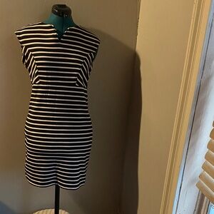Attention Black and White Striped Mini Dress